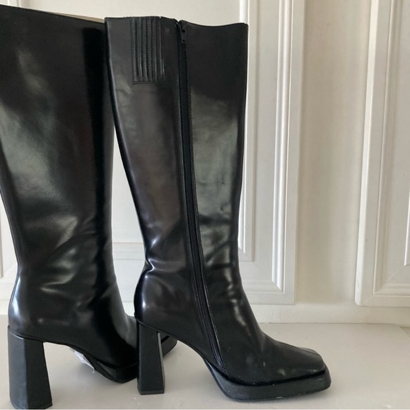 NWT Free People Jeffery Campbell Taysha Tall Black Leather Boots Sz 8.5 - Picture 4 of 7